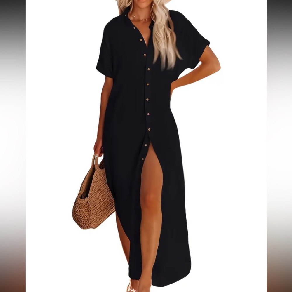 KIMONO COVER UP SHIRT BLACK NEW